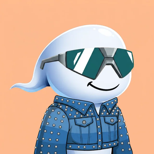 A character wearing a studded denim jacket